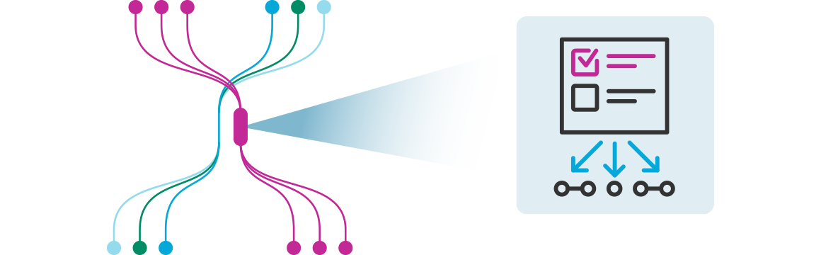 Matching traffic is forwarded into the Packet Broker Network